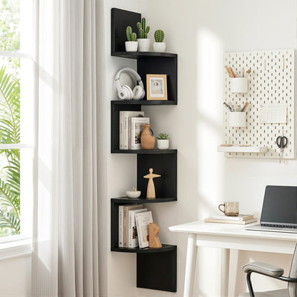 Corner Shelf 5 Tier Black 19x19x123cm