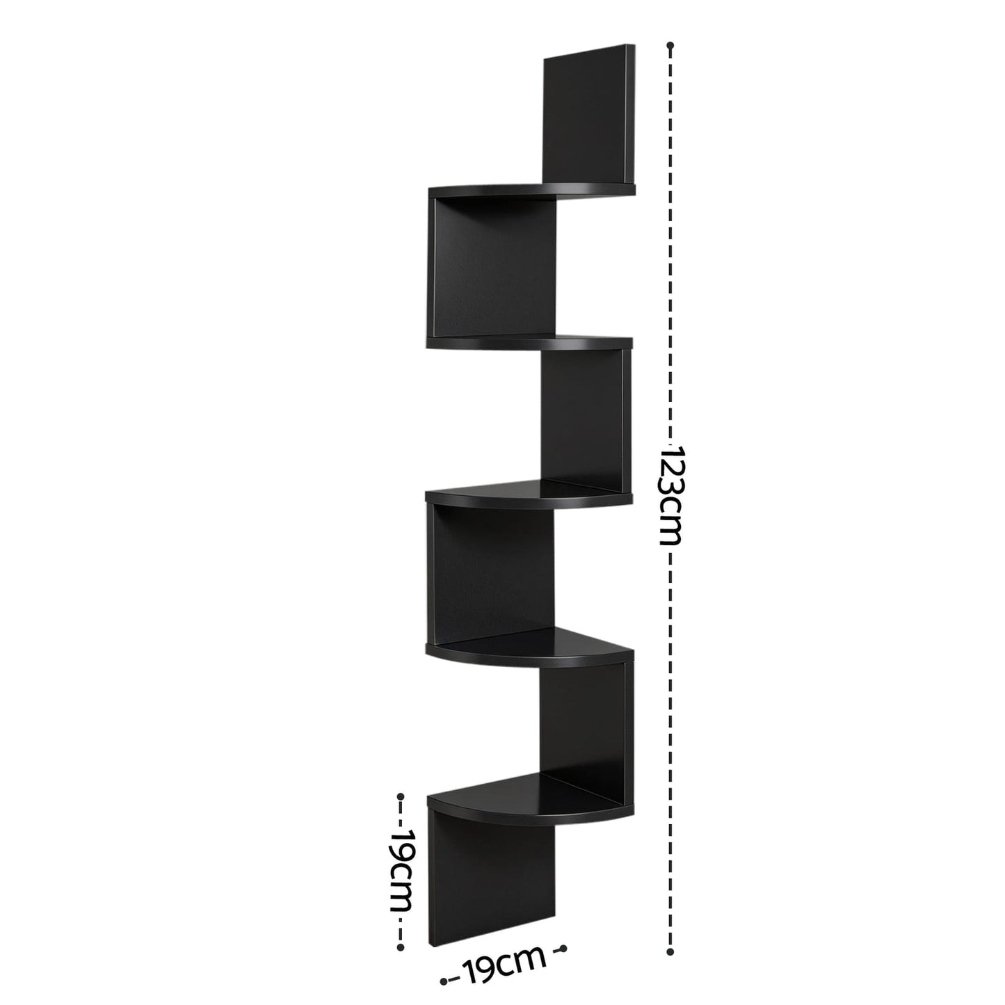 Corner Shelf 5 Tier Black 19x19x123cm