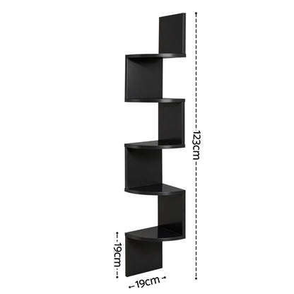 Corner Shelf 5 Tier Black 19x19x123cm