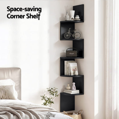 Corner Shelf 5 Tier Black 19x19x123cm