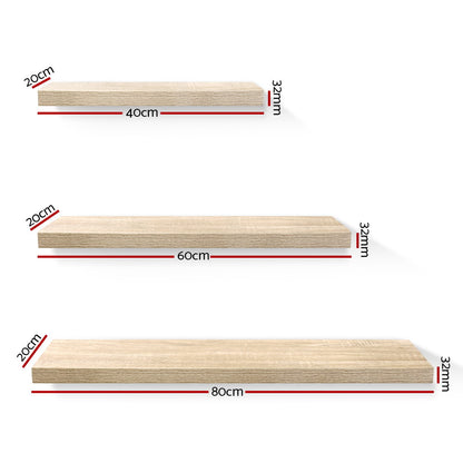 Floating Wall Shelf Set Of 3 Oak