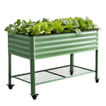 Raised Garden Bed Mobile Planter 115x60x81cm Steel with Storage Shelf