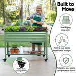 Raised Garden Bed Mobile Planter 115x60x81cm Steel with Storage Shelf