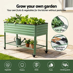 Raised Garden Bed Mobile Planter 115x60x81cm Steel with Storage Shelf