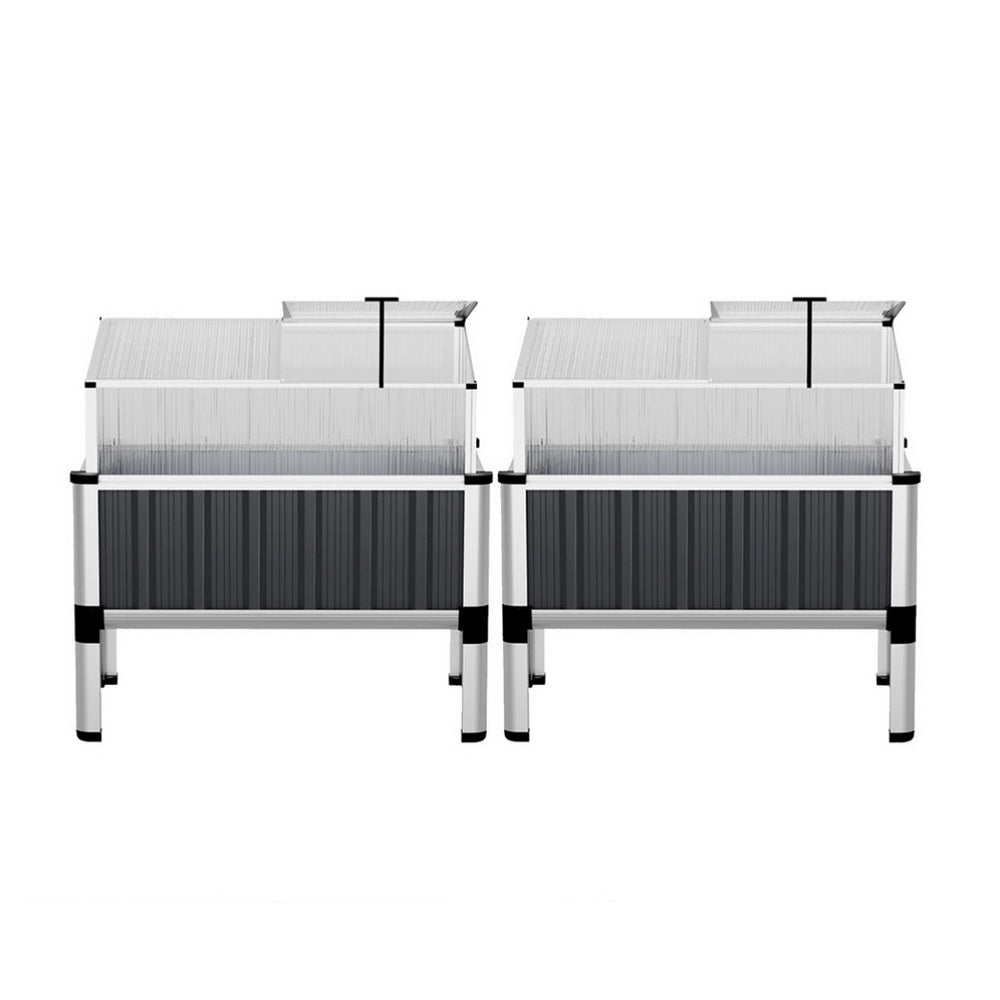2x Outdoor Raised Garden Beds 80x49x74cm Galvanised Herb Planters