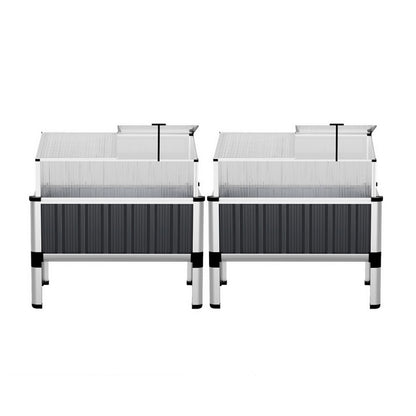 2x Outdoor Raised Garden Beds 80x49x74cm Galvanised Herb Planters