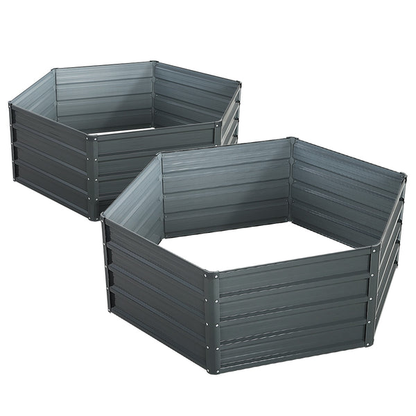  2x Garden Bed 130x130x46cm Planter Box Raised Container Galvanised