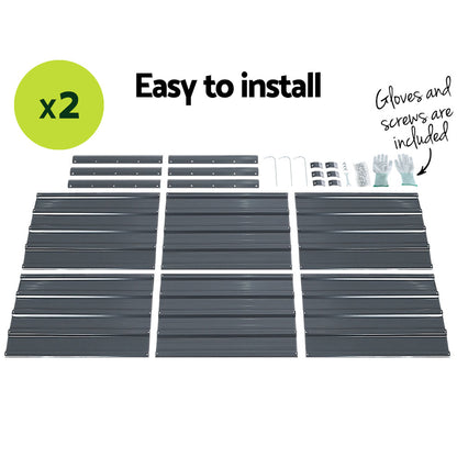 2x Garden Bed 130x130x46cm Planter Box Raised Container Galvanised