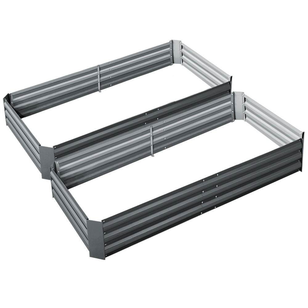 2x Garden Bed 210x90cm Planter Box Raised Container Galvanised Herb