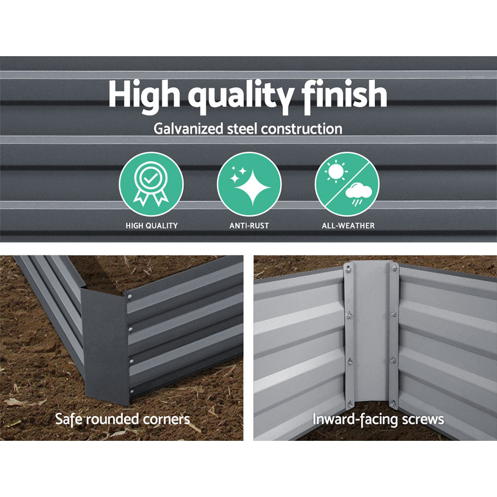 2x Garden Bed 210x90cm Planter Box Raised Container Galvanised Herb