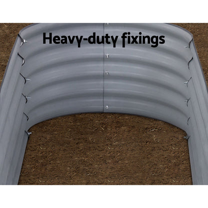 160x80x42cm Oval Raised Garden Bed - Galvanized Planter Box