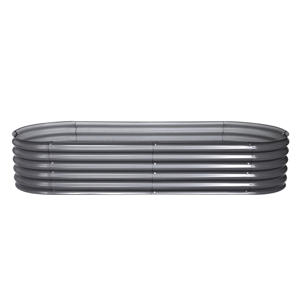2x Raised Garden Bed 240X80X42cm Oval Planter Box Container Galvanised