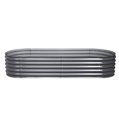 2x Raised Garden Bed 240X80X42cm Oval Planter Box Container Galvanised