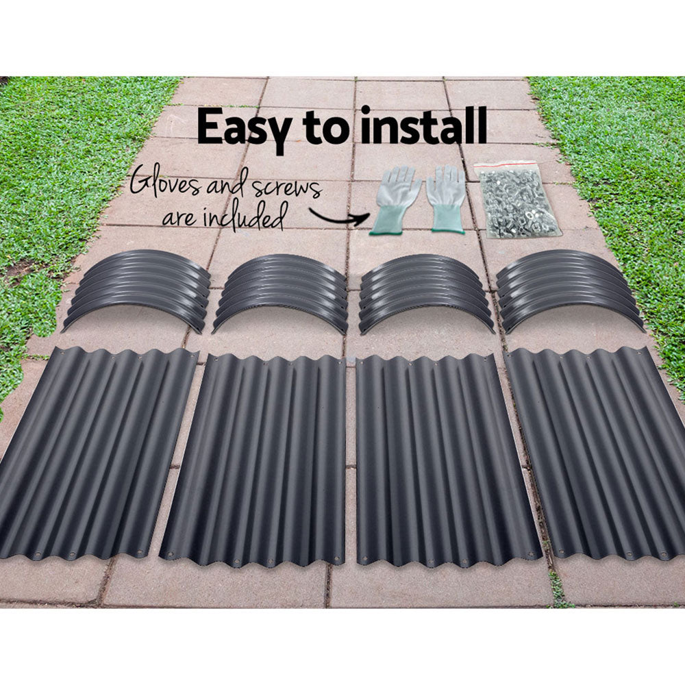 2x Raised Garden Bed 240X80X42cm Oval Planter Box Container Galvanised