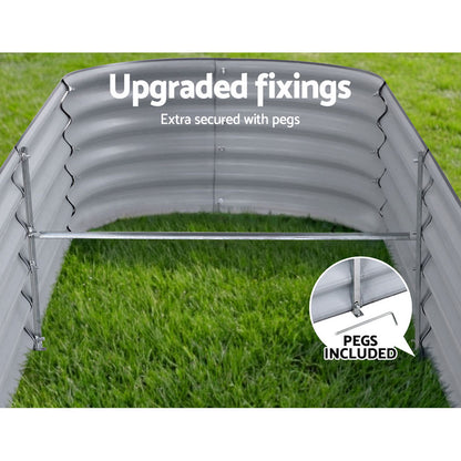 240x80x42cm Oval Raised Garden Bed - Galvanized Planter Box
