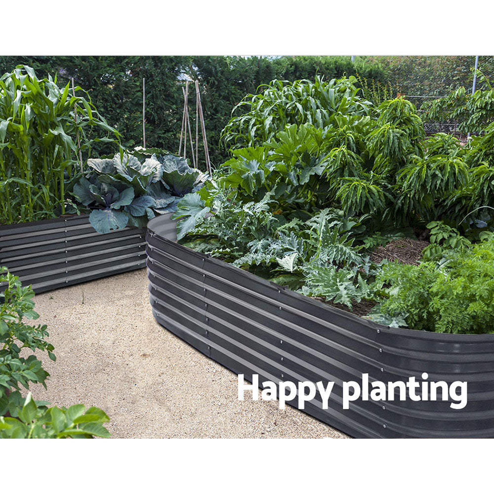 240x80x42cm Oval Raised Garden Bed - Galvanized Planter Box
