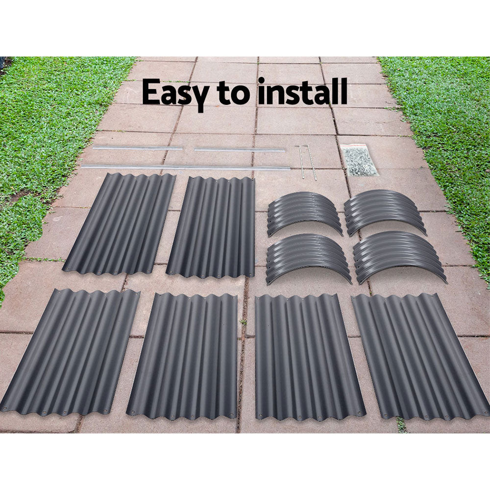 240x80x42cm Oval Raised Garden Bed - Galvanized Planter Box