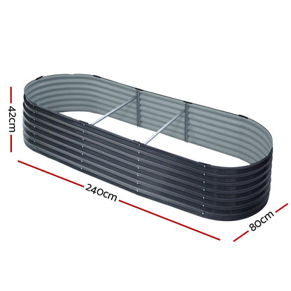 2x Raised Garden Bed 320X80X42cm Oval Planter Box Container Galvanised