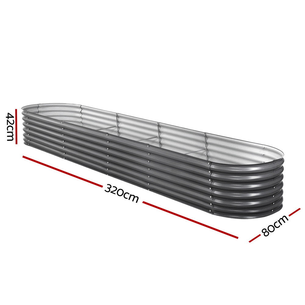 Garden Bed 320X80X42cm Oval Planter Box Raised Container Galvanised