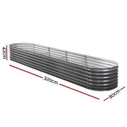 Garden Bed 320X80X42cm Oval Planter Box Raised Container Galvanised