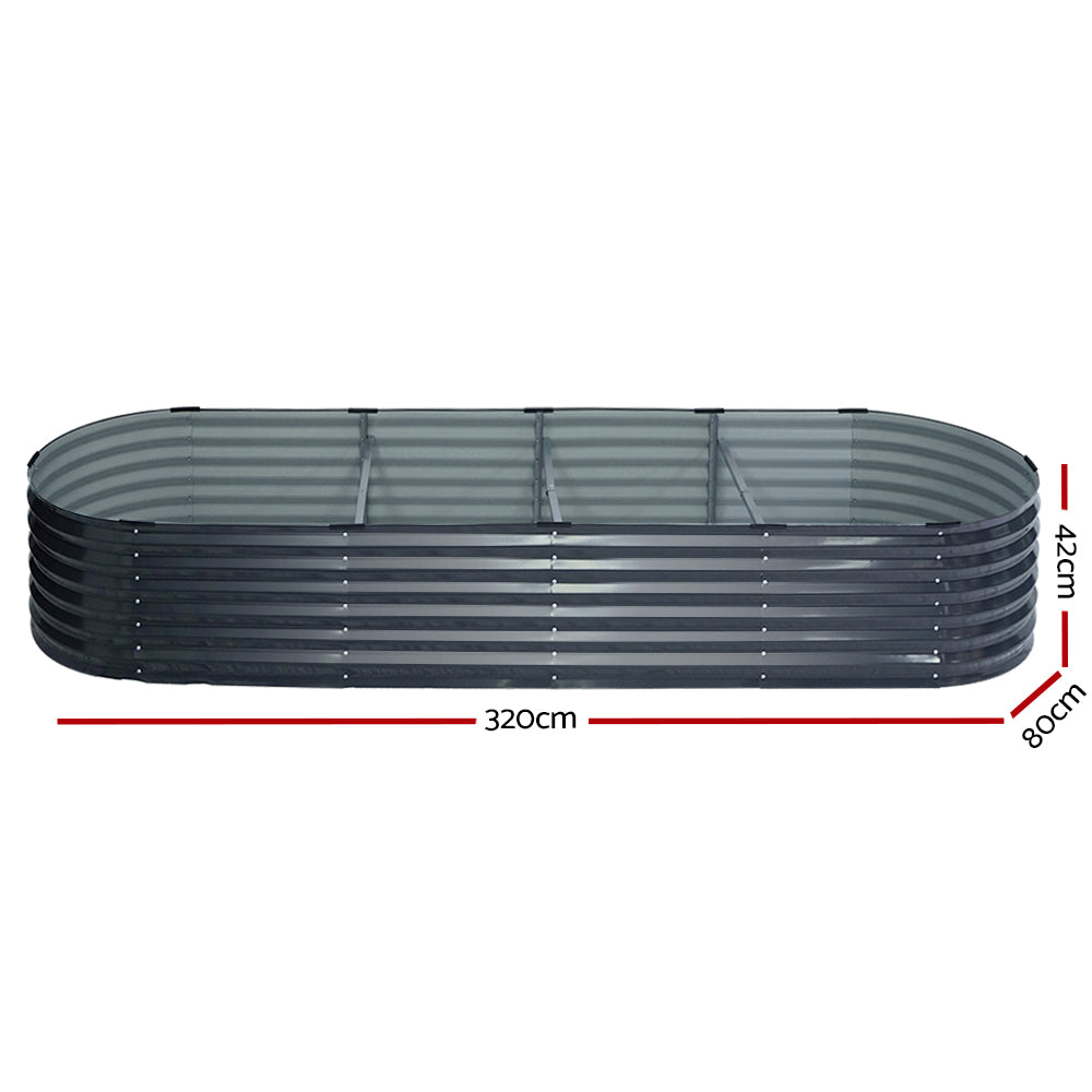 2x Raised Garden Bed 160X80X42cm Oval Planter Box Raised Container Galvanised