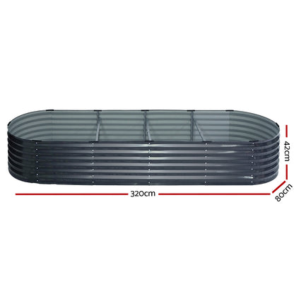 2x Raised Garden Bed 160X80X42cm Oval Planter Box Raised Container Galvanised