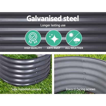 2x Raised Garden Bed 240X80X42cm Oval Planter Box Container Galvanised