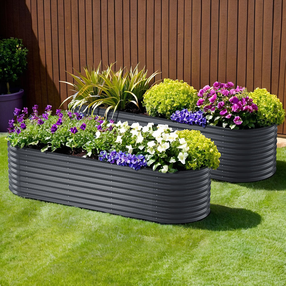 Raised Garden Bed Kit Planter Oval Galvanised Steel