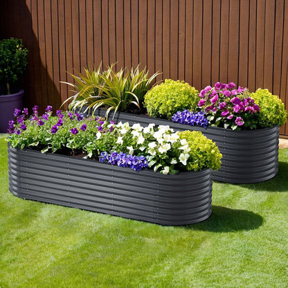 Raised Garden Bed Kit Planter Oval Galvanised Steel