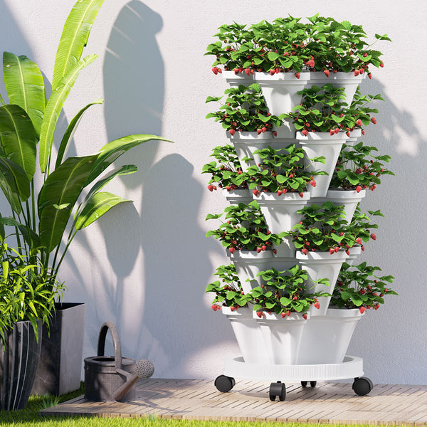  Garden Bed 5 Tier Vertical Garden Strawberry Stackable Planters Herbs Petunias