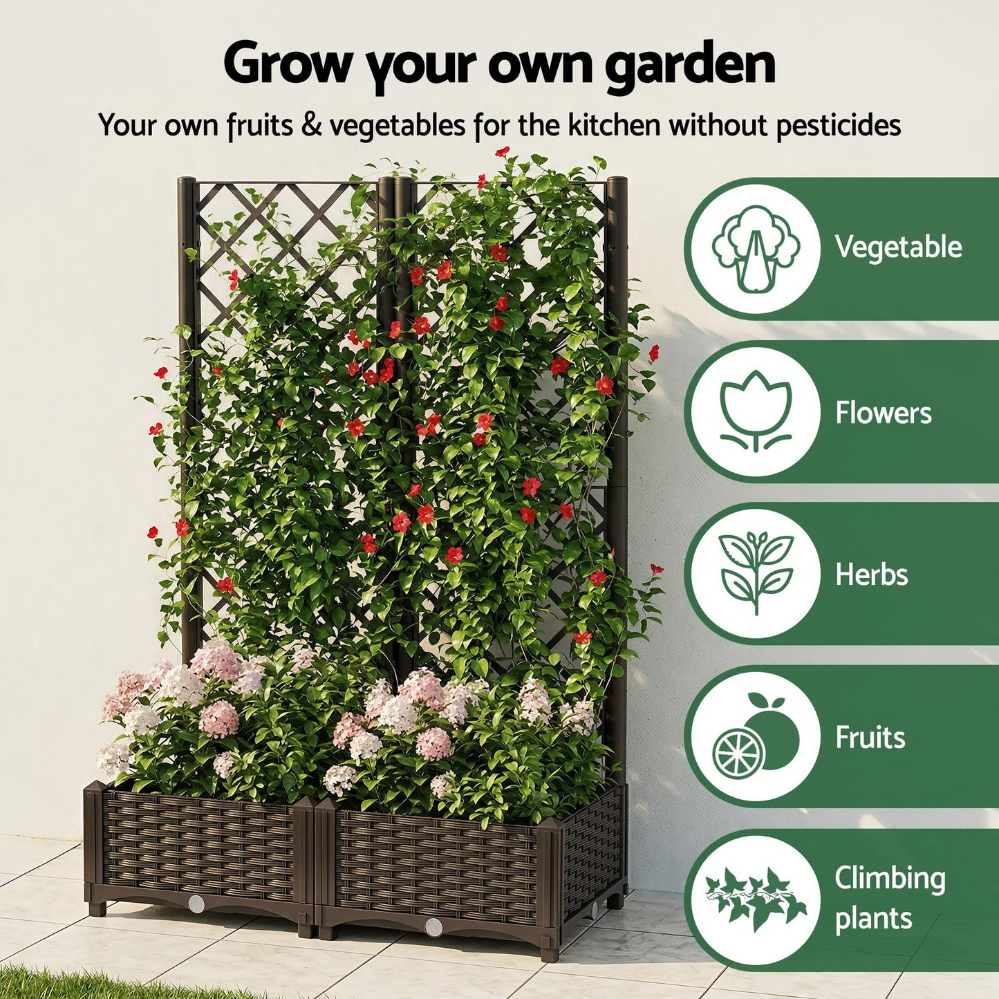 Vertical Raised Garden Bed Self Watering 80x40x122cm | HomeAndLiving