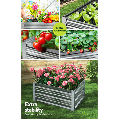 Garden Bed 86x86x30cm Planter Box Raised Container Galvanised Herb