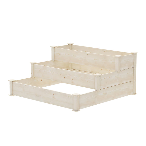  3-Tier Wooden Raised Garden Bed Elevated Ground Vegetable Planter Box