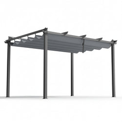 Gazebo Outdoor Garden Pergola Aluminium Frame Adjustable Canopy 3x4m Grey