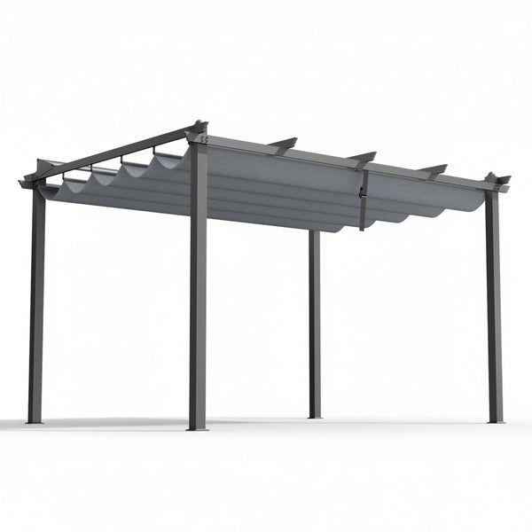  Gazebo Outdoor Garden Pergola Aluminium Frame Adjustable Canopy 3x4m Grey