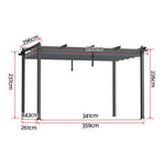 Gazebo Outdoor Garden Pergola Aluminium Frame Adjustable Canopy 3x4m Grey