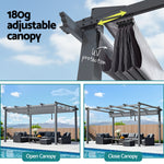 Gazebo Outdoor Garden Pergola Aluminium Frame Adjustable Canopy 3x4m Grey