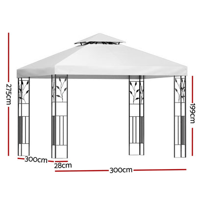 White 3x3m Gazebo Marquee Outdoor Event Tent with Iron Art