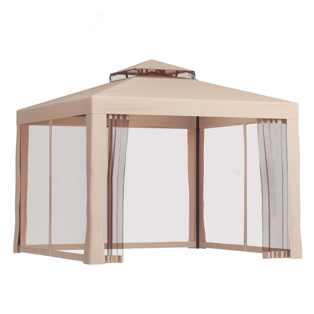 Brown Gazebo Marquee 3m Outdoor Event Tent with Mesh Wall