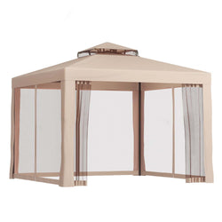 Brown Gazebo Marquee 3m Outdoor Event Tent with Mesh Wall