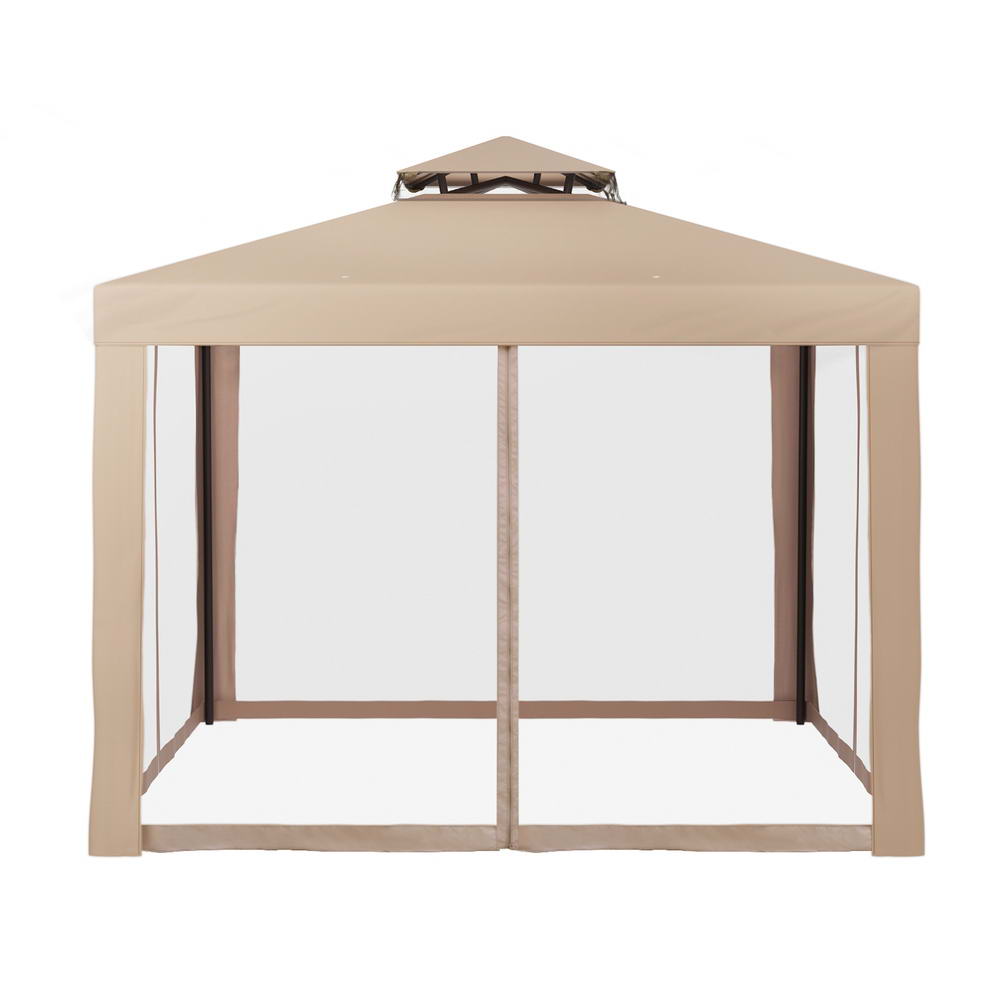 Brown Gazebo Marquee 3m Outdoor Event Tent with Mesh Wall