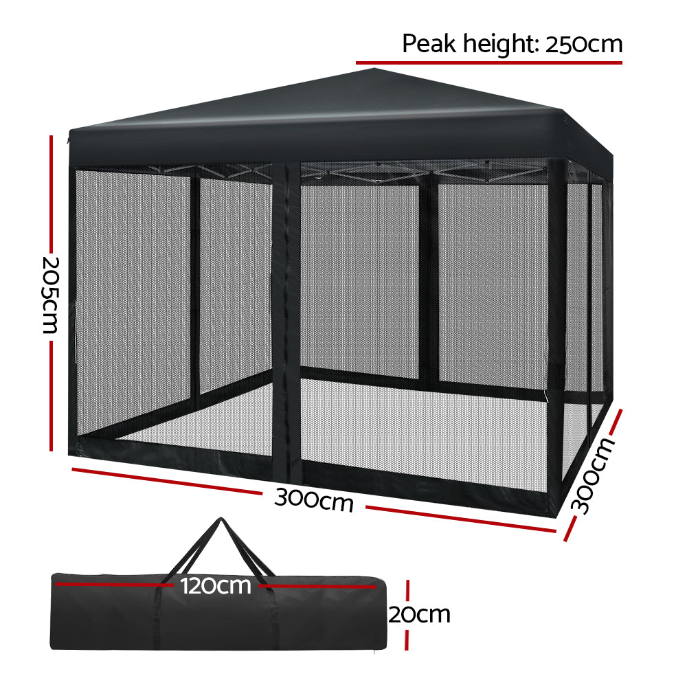 Pop Up 3X3M Wedding Party Tent - Black