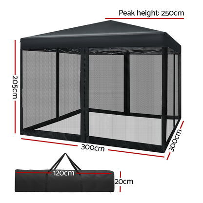 Pop Up 3X3M Wedding Party Tent - Black