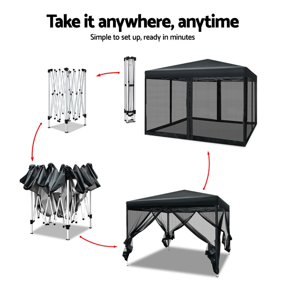 Pop Up 3X3M Wedding Party Tent - Black