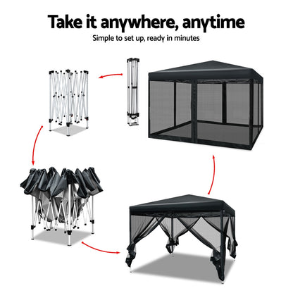 Pop Up 3X3M Wedding Party Tent - Black