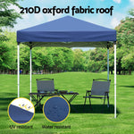 2x2m Gazebo Marquee Outdoor Shade w/ Base Pods Blue/Grey