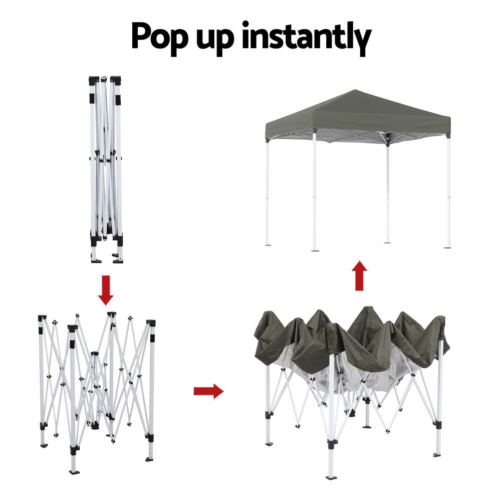 2x2m Gazebo Marquee Outdoor Shade w/ Base Pods Grey