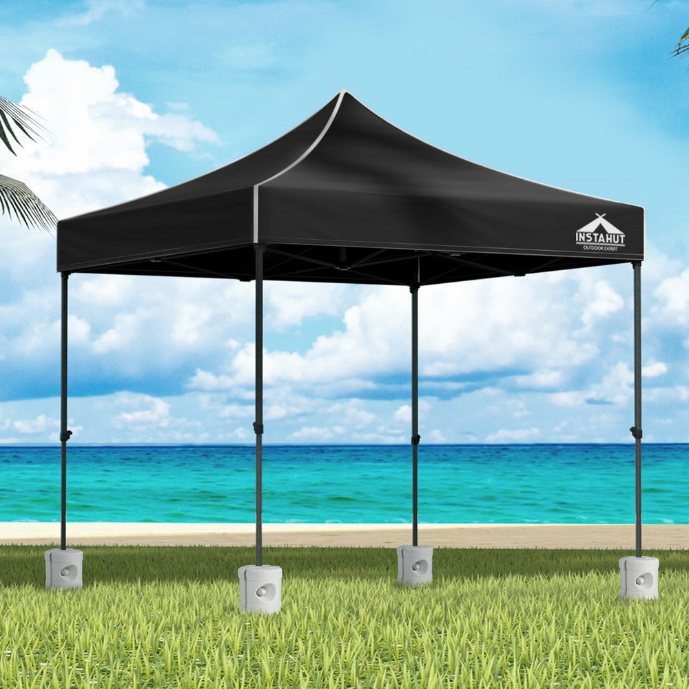 Instahut Gazebo Pop Up 3x3m w/Base Podx4 Marquee Folding Outdoor Wedding Camping Tent Shade Canopy White
