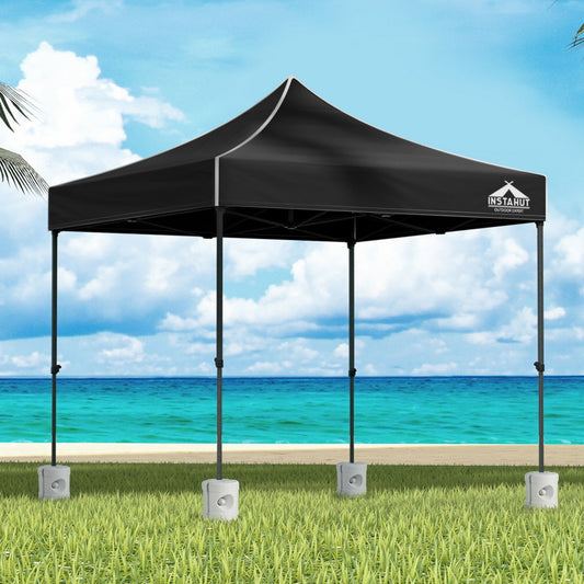 Instahut Gazebo Pop Up 3x3m w/Base Podx4 Marquee Folding Outdoor Wedding Camping Tent Shade Canopy White