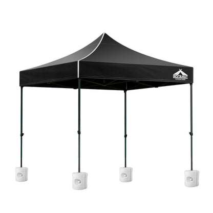 Instahut Gazebo Pop Up 3x3m w/Base Podx4 Marquee Folding Outdoor Wedding Camping Tent Shade Canopy White